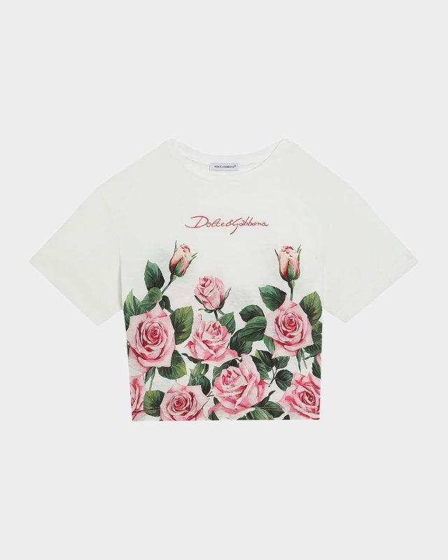 Girl's Logo-Print Rose Graphic T-Shirt, Size 8-14